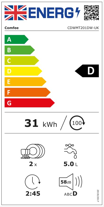 COMFEE' Table Top Dishwasher, Mini Countertop Dishwasher with 6+3 Programs, Steam Wash
