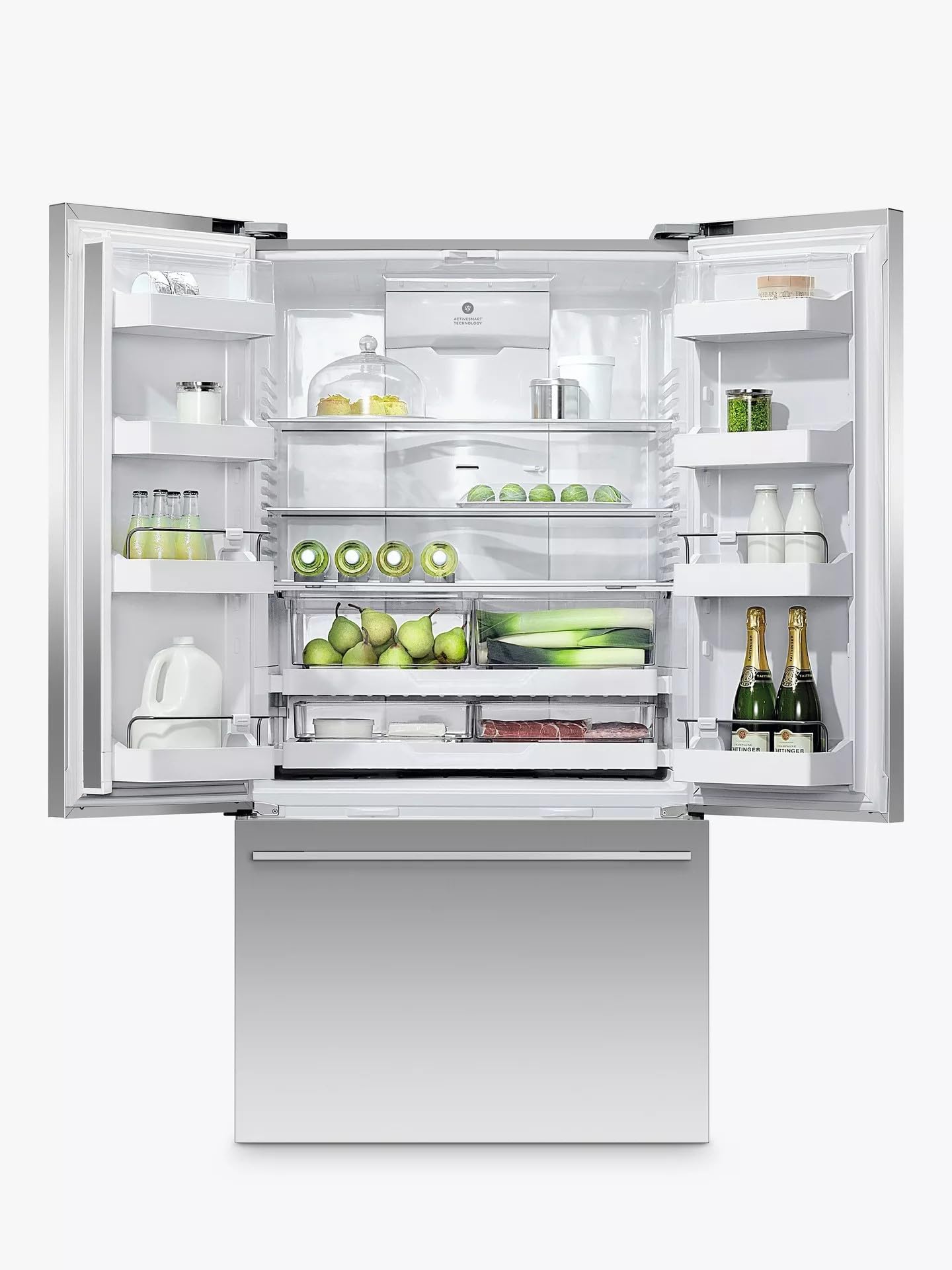 569L French Door Freestanding Fridge Freezer, Stainless Steel, Frost Free, E Energy Rating