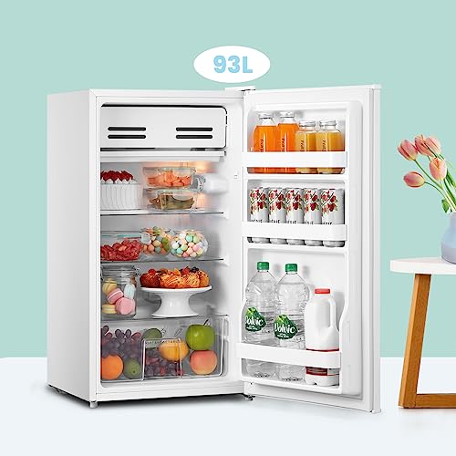 COMFEE' RCD93WH2(E) Under Counter Fridge, 93L Small Fridge with Cooler Box, Interior Light